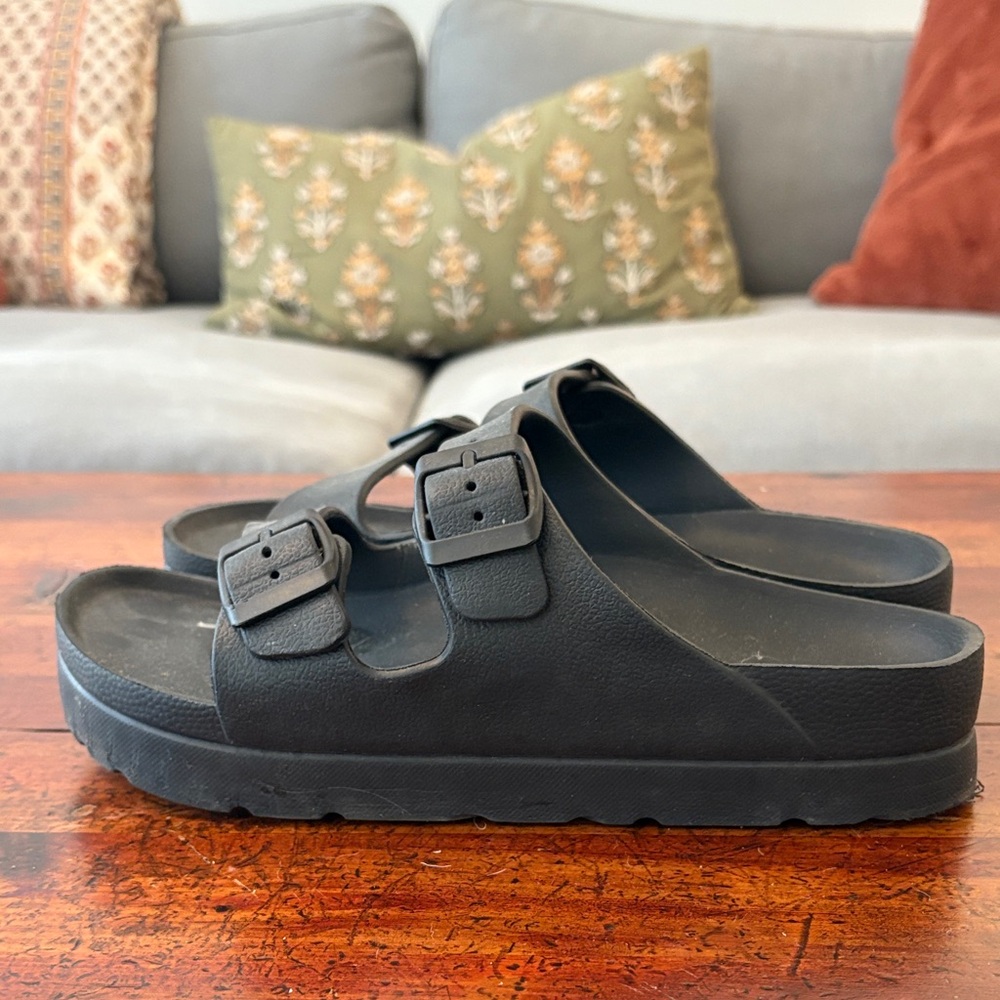 MIA Black Double Buckle Sandals